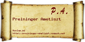 Preininger Ametiszt névjegykártya
